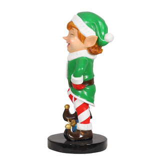ELF BOY HOLDING ORNAMENT BALL
